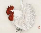 Plakat 76x60,5cm Japanese Bantam,  Kōno Bairei  Vintage do Salonu