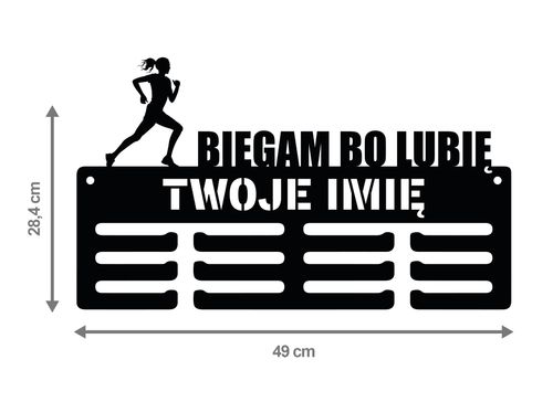 Wieszak na medale BIEGAM BO LUBIĘ twoje imię dowolny tekst 211.3 na Arena.pl