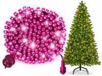 LAMPKI CHOINKOWE 500 LED ZEWNĘTRZNE RÓŻOWE EFEKTY FLASH
