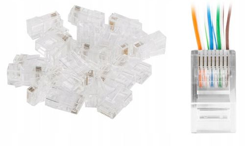 100 SZT. KOŃCÓWKI WTYK WTYKI RJ45 8P8C UTP KAT.6 CAT.6 PRZELOTOWE LANBERG na Arena.pl