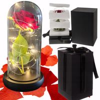 Róża Wieczna w Szkle Prezent LED Świecąca+ Pudełko WALENTYNKI DZIEWCZYNY