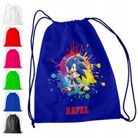 WOREK PLECAK SPORTOWY NA WF DLA DZIECI - SONIC HEDGEHOG + IMIĘ! AMY TAILS