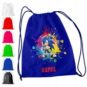 WOREK PLECAK SPORTOWY NA WF DLA DZIECI - SONIC HEDGEHOG + IMIĘ! AMY TAILS