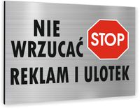 Tabliczka Znak Tablica NIE WRZUCAĆ REKLAM I ULOTEK