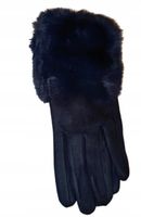 RĘKAWICZKI ZIMOWE ocieplane futerkiem GLOVES CIEPŁE GRANATOWE NA PREZENT