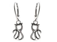 WISZĄCE SREBRNE KOLCZYKI CELEBRYTKI KOTKI CATS