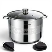 Garnek ze stali MASTERPAN z pokrywką i łapkami silikonowymi22,7L
