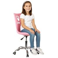 Fotel biurowy obrotowy krzesło na kółkach regulowane, dla dzieci do nauki różowe