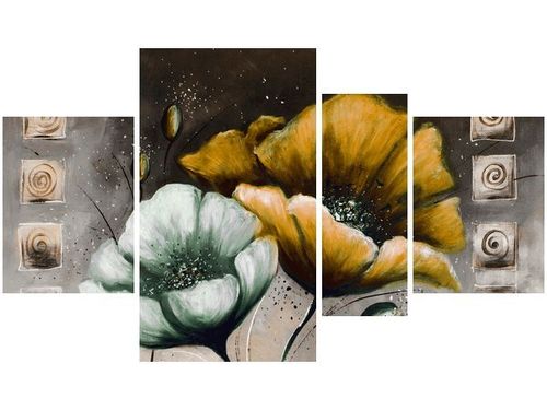 120CM 70 OBRAZ 4 ELEM MALOWANE MAKI ZÓŁCI ŚCIENNY na Arena.pl