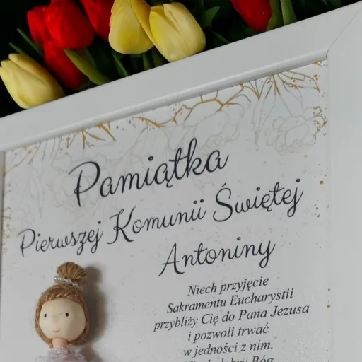 I Komunia Anioł Stróż obraz 3D upominek pamiątka od Chrzestnej Dziadków zdjęcie 4