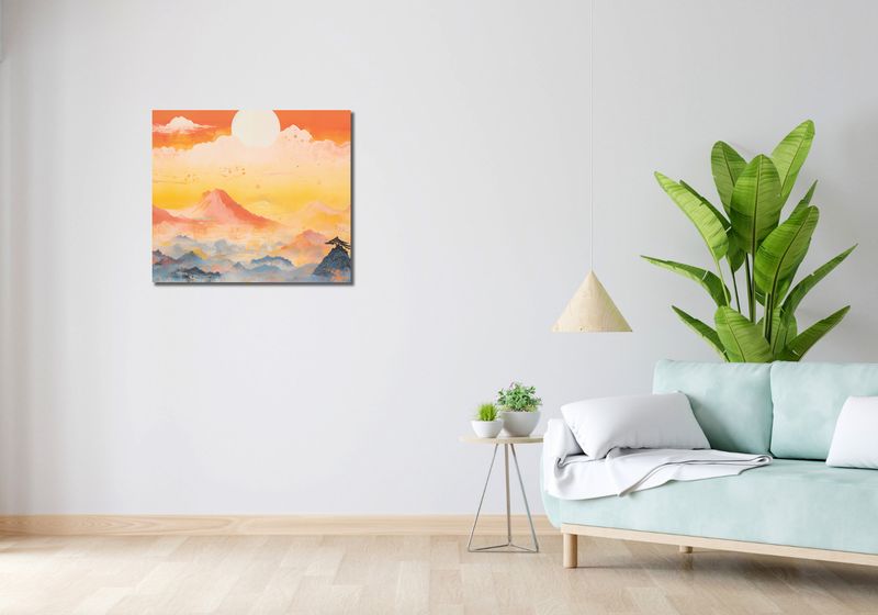 Obraz 70x60cm Świt nad Krainą Ciszych Gór zdjęcie 2