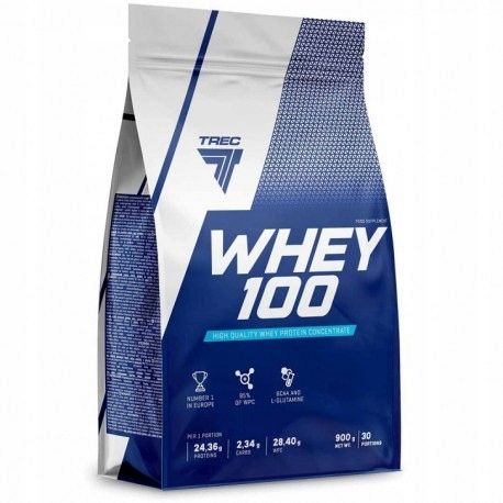 WPC Trec Whey 100 900g PYSZNE BIAŁKO PROTEINY NA MASĘ MIĘŚNIE DO TRENINGU na Arena.pl