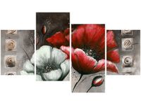 140CM 70 OBRAZ MALOWANE MAKI CZERWIENI BRĄZIE ŚCIENNY