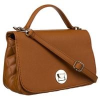 karmelowa torebka damska crossbody ze srebrnymi okuciami - david jones