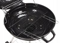 GRILL OGRODOWY WĘGLOWY OKRĄGŁY Z POKRYWĄ RUSZT KÓŁKA POKRYWA PÓŁKA LUND