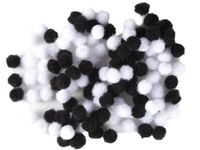 Pomponiki 9 mm opak 120 szt MIX Biało-Czarne
