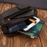 saszetka męska do ręki skórzana dwukomorowa brązowa paolo peruzzi t-131-br