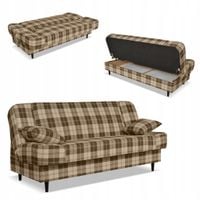 Kanapa sofa Sally rozkładana f spania Family meble krata brązowo - beżowa