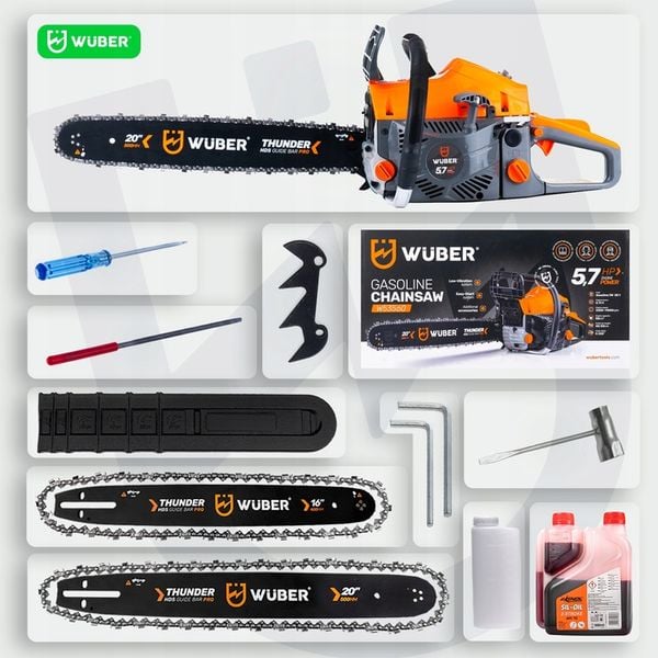 PIŁA SPALINOWA PILARKA DO DREWNA ŁAŃCUCHOWA 5,7KM +2 PROWAD +OLEJ +2x ŁAŃC. zdjęcie 8