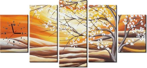 70CM 150CM ZEGAR 5 ELEM KWITNĄCE DRZEWO DRUK OBRAZ na Arena.pl