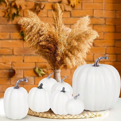 Dynia ozdoba jesienna sztuczne dynie Halloween zestaw 7 szt białe na Arena.pl