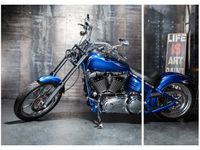 70X50CM CHROMOWANY MOTOCYKL DWÓJ OBRAZ NIESYMETRYCZNY