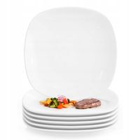 TALERZ PŁASKI 28CM AGNES BIAŁY KWADRATOWY TALERZE OBIADOWE BIAŁE SZKŁO OPAL