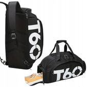 TORBA Plecak 2w1 SPORTOWA na SIŁOWNIĘ BASEN TRENING CZARNA Męska Damska