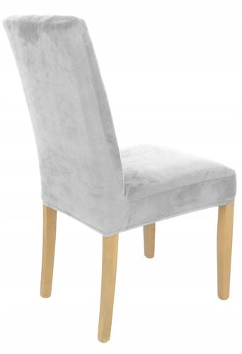 ZESTAW 6 SZT. POKROWCE POKROWIEC NA KRZESŁO JASNY SZARY WELUR ELASTYCZNY na Arena.pl