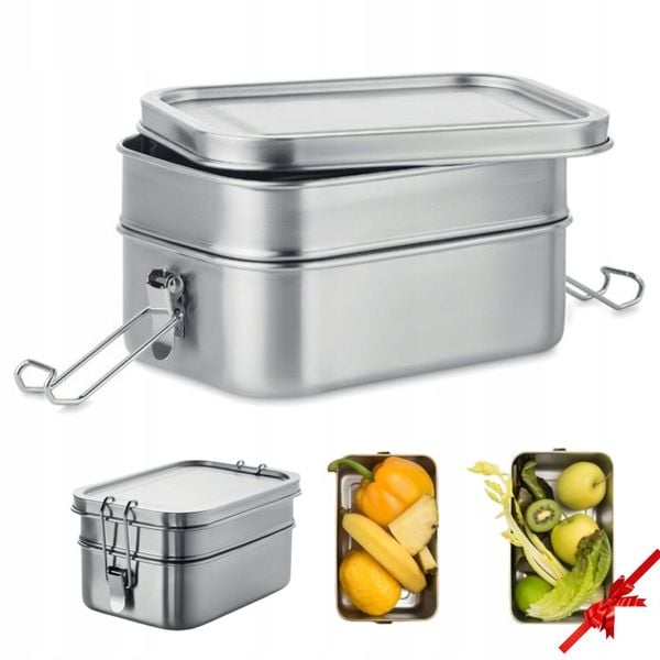 LUNCH BOX 1200 ML POJEMNIK obiadowy NA JEDZENIE 2 KOMORY góry PIKNIK zdjęcie 1