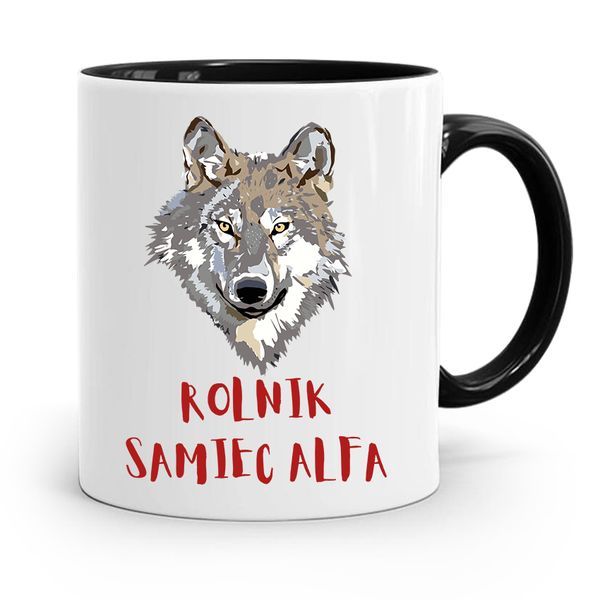 Dla Rolnika Kubek Czarny Rolnik Samiec Alfa Z Nadrukiem Ze Zdjęciem zdjęcie 1