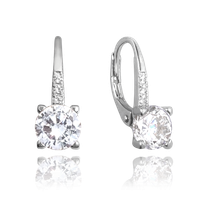 MINET Eleganckie kolczyki srebrne z białą cyrkonią