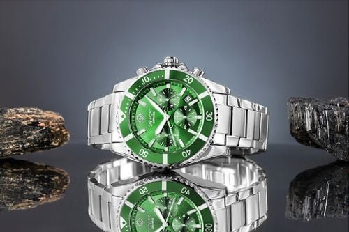 zegarek męski giewont chronograph sapphire srebrno zielony gw3970-b8 na Arena.pl