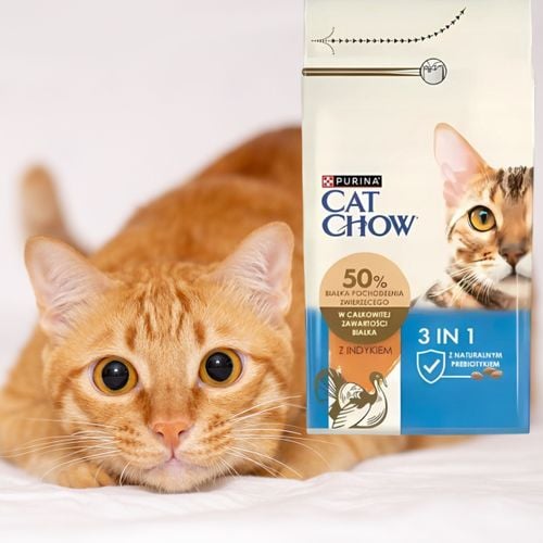 sucha karma dla kota cat chow 3w1 indyk z prebiotykiem 15 kg + 1.5kg gratis na Arena.pl