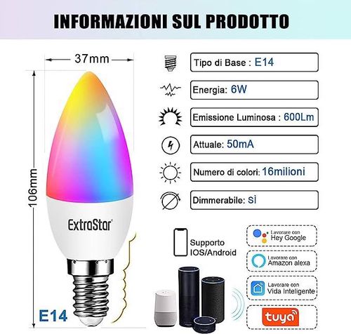 Inteligentna żarówka LED RGB E14, 6W, 600lm 2szt na Arena.pl