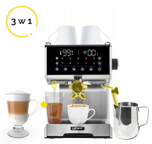 Ekspres ciśnieniowy Kolbowy Yoer 20bar 1350W +Spieniacz mleka +THERMOBLOCK na Arena.pl