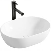 UMYWALKA NABLATOWA CERAMICZNA STAWIANA BIAŁA OWALNA DUŻA POŁYSK 49 x 35 CM