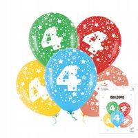 ZESTAW KOLOROWYCH BALONÓW Z CYFRĄ 4 NA IMPREZE URODZINOWĄ PRZYJĘCIE