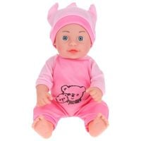 lalka dzidziuś bobas laleczka 30 cm zestaw z buteleczką śpioszki - malinowa