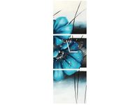 30 90CM OBRAZ 3 ELEM TURKUSOWE KWIATY ŚCIENNY PŁOTNO DRUK