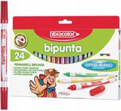 ŚCIERALNE MAZAKI DWUSTRONNE komplet 24 dla dzieci FIBRACOLOR PISAKI