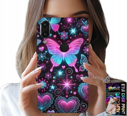 ETUI DO HUAWEI Y7 2019 - KOLOROWY MOTYLEK SERCE MODNE WZORY CASE na Arena.pl