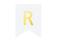 Baner DIY, 16 cm, biały, literka "R" [stwórz swój baner]