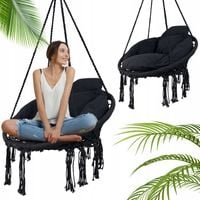 FOTEL HUŚTAWKA BOCIANIE GNIAZDO PODUSZKA MTG DO OGRODU DOMU CZARNY