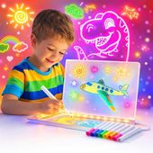 TABLICA PODŚWIETLANA LED DO RYSOWANIA DLA DZIECI MAGICZNA ŚWIECĄCA ZMYWALNA PISAKI