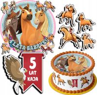 ZESTAW OPŁATEK NA TORT 30CM + 17 POSTACI - MUSTANG SPIRIT + IMIĘ 24CM 26CM