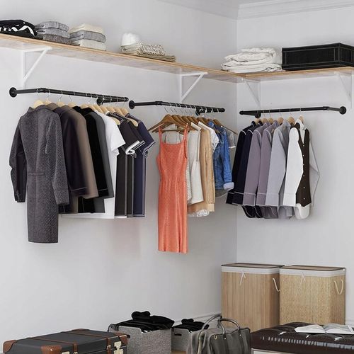 Drążek na ubrania WIESZAK ŚCIENNY 92x30x7,5 cm ZE STALI czarny LOFT na Arena.pl