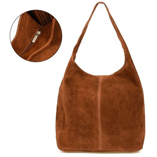 Włoska Torebka worek Skórzana zamsz Naturalny U35 na Arena.pl