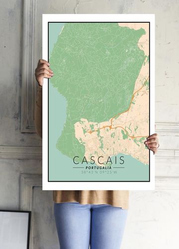Cascais mapa kolorowa - plakat 70x100 cm na Arena.pl