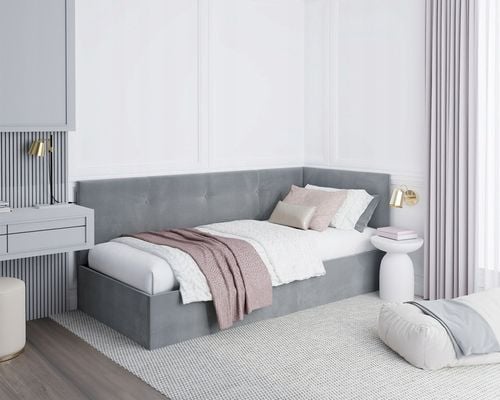 Łóżko młodzieżowe FREDDY z pojemnikiem podnoszonym 90x200 tapicerowane na Arena.pl